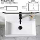 20 x 14 Inch Wall Mounted Bathroom Sink, NOHALIPY Modern White Rectangular Porcelain Floating Vessel Sink with Overflow, Corner Mount Ceramic Bathroom Sink for RV, Restroom and Toilet, Easy to Install
