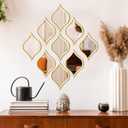 Tanlade 9 Pcs Wall Mirrors Decorative Teardrop Gold Mirror Decor Acrylic Wall Mounted Decorations Art Boho Vintage Farmhouse Gifts for Living Room Bedroom Bathroom Vanity Entryway 9.8 x 6.7 Inch