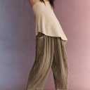 TERIVEEK Summer Knit Sweater Sets for Women 2 Piece Vacation Outfits Strapless Tube Top and Pants Sets Matching Lounge Set (Beige, L)