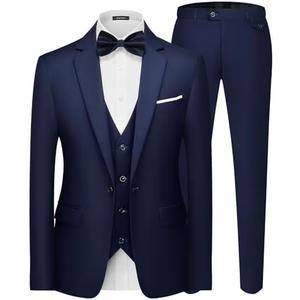 MAGE MALE Men's 3 Pieces Suit Elegant Solid One Button Slim Fit Single Breasted Party Blazer Vest Pants Set M