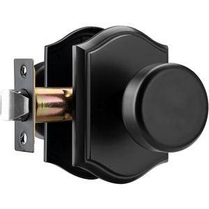 Interior Pismo Doorknobs for Bath & Bedroom, Black Door Knobs with Camelot Trim, Heavy Duty Door Knob with Lock (1-Privacy)