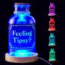 Light up Tip Jar for Money Feeling Tipsy Glass Tip Jar for Bartender Bucket Money Container Cash Collection Box for Musicians Cafes Bars Restaurants Voting Charity