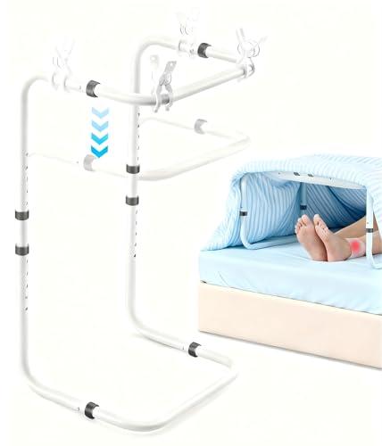 Adjustable Blanket Lifter for Feet with 4 Clips – Bed Cradle to Keep Blanket Off Your Legs, Universal Blanket Lifters for Foot of Bed, Height Adjustable Blanket Support Frame for Comfort & Recovery
