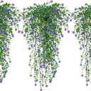 Artificial Hanging Plants Purple, Faux Wisteria Vine and Lavender Flowers, UV Protected Plastic Plants for Outdoor Indoor Porch Garden Wedding Decorations