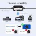 AZDOME 3-Lead Acc Hardwire Kit Type-C USB Port for M550 M01Pro PG17 GS63HPro DashCam, 12ft with Fuse Kit, Dash Camera Convert 12V-24V to Output 5V/2.5A Max, 24H Parking Mode, Low Voltage Protection