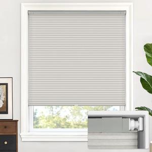 LazBlinds Cordless Cellular Shades, No Tools No Drill Light Filtering Honeycomb Shades Pleated Blinds for Windows, 46'' W x 64'' H, Dovy Grey