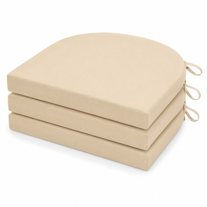 HARBOREST Outdoor Chair Cushions Set of 3, Water Resistant Patio Chair Cushions with Ties, Outdoor Seat Cushions for Patio Furniture, 17"x16"x2", Beige