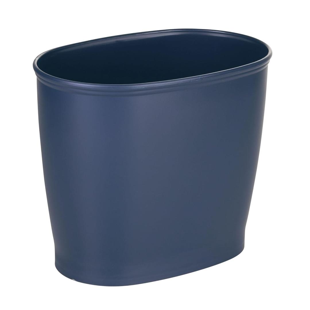 iDesign Slim Plastic Bathroom Trash Can, Small Garbage Bin for Bedroom, Office, Desk, Dorm, Navy Blue