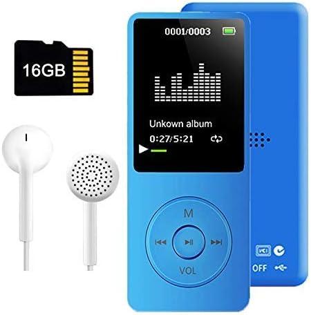 MP3 Player, Music Player with 16GB Micro SD Card, Buildin Speaker/Photo/Video Play/FM Radio/Voice Recorder/EBook Reader, Supports up to 128GB (Dark Blue)