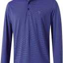 M MAELREG Short and Long Sleeve Polo Shirts for Men Dry Fit Performance Moisture Wicking Sport Pin Striped Mens Golf Shirts (Blue, S)