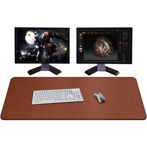 ZORESYN XXL Desk Mat - 43.3"x19.7" PU Leather Desk Pad for Office & Home, Waterproof and Durable Desk Protector for Keyboard and Mouse (Light Brown)