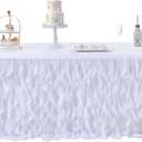 leegleri 72Inch White Tutu Table Skirt for Rectangle&Round Tables-Tulle Curly Willow Table Skirt Decorations, White Ruffle Tablecloth for Wedding Bridal Shower Birthday Party Decorations (15" x 10.6" (Rectangle;Round;Square))