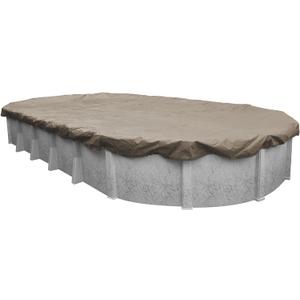 Pool Mate 18 x 33 ft Extra-Strength Sandstone Winter Oval Pool Cover for Above Ground Pools, 4 ft Overlap (22 x 37 ft Cover Size), Solid 12 x 12 Scrim, 3.7 oz/yd2, Style: 571833-4A