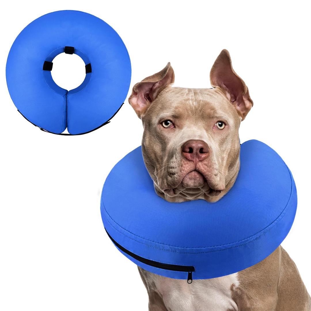 Supet Inflatable Dog Cone Collar Alternative After Surgery, Dog Neck Donut Collar Recovery E Collar for Neuter, Soft Pet Cone for  Dogs, Blue Size XXL