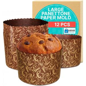 19oz Panettone Paper Mold Large Kulich |12 Pack| Paska Easter Bread Forms Bread Paper Mold Panettone  Brown Non Stick Panettone Paper Baking Molds