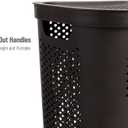 Mind Reader Slim Laundry Hamper with Lid, 60L Clothes Basket, Ventilated Plastic, Brown
