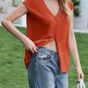 Saodimallsu Womens Deep V Neck Sweater Vest Sleeveless Knit Button Up Loose Fit Cap Sleeve Trendy Summer Tops (Red, S)