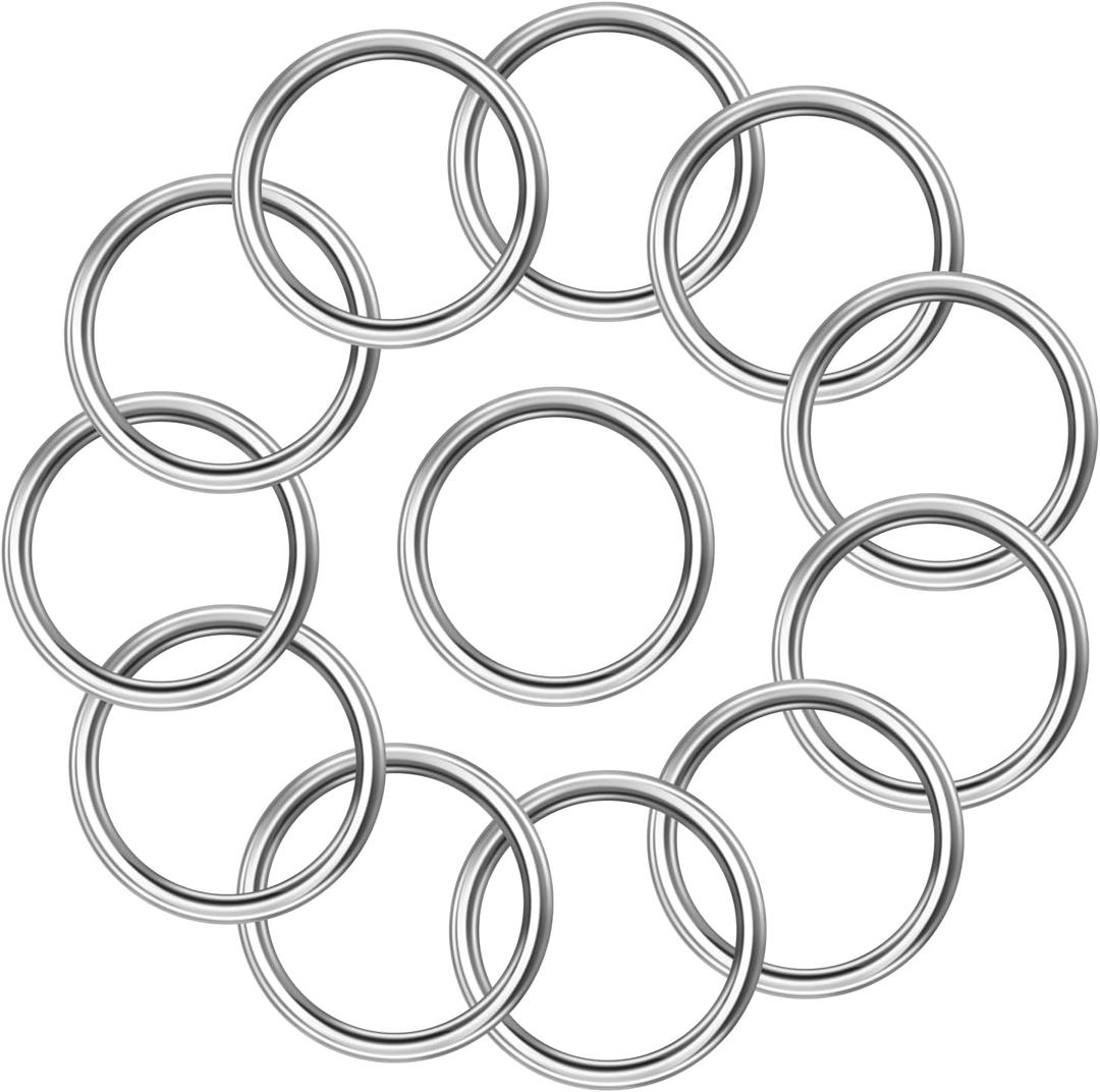 1" Inner Diameter Stainless Steel O Rings, Seamless Metal O Rings, Solid Round Buckles, Welded Metal Loop, 12 PCS