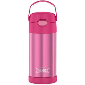 THERMOS FUNTAINER Water Bottle with Straw - 12 Ounce - Kids Stainless Steel Vacuum Insulated Water Bottle with Lid, Pink