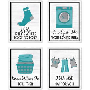 Turquoise Teal Blue Gray and White Retro Vintage Inspirational Laundry Room 70s 80s Music Song Titles Decorations Decor Wall Art for Laundromat Prints Posters Pictures Sign Gifts Rustic Modern