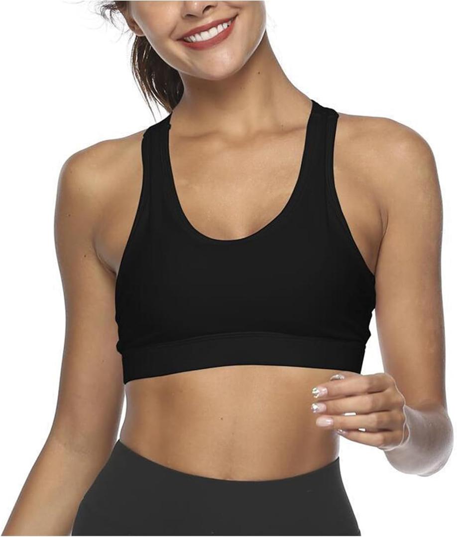 Sports Bras for Women High Support Push up Yoga Bra with Removable Cups Workout Running Bra with Pockets (US, Alpha, X-Large, Regular, Regular, XL, Black) (Black, XL)