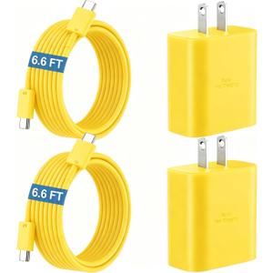 45W Super Fast Charger USB C Android Phone Type C Charger Fast Charging Block with 6.6FT Cord for Samsung Galaxy S26/S26 Ultra/S26+/S25 Ultra/S25/S24 Ultra/S24/S23 Ultra/S22/S21/S20/Note 10, Yellow