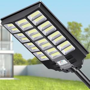 8000W Solar Street Light, Dusk to Dawn Solar Lights Outdoor with Motion Sensor and Remote Control for Yard Parking Lot, Garage, Street (Black)