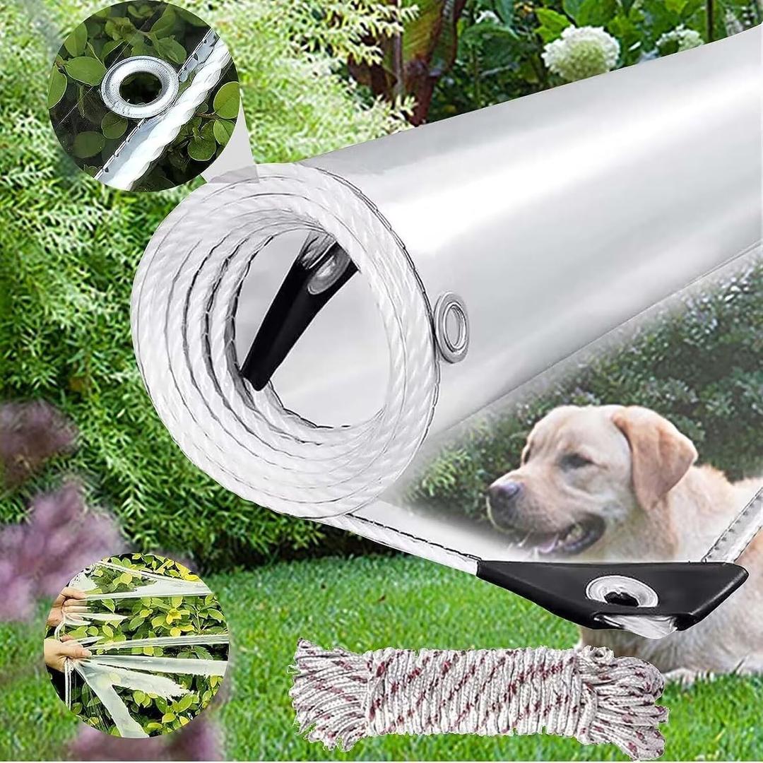 Clear Tarp with Grommets,10X16ft Transparent Heavy Duty Waterproof Tarpaulin Cover with Reinforced Edge,14Mil Thickened Tear Resistant Waterproof PVC Vinyl Tarp for Patio,Camping,Greenhouse Outdoor