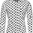 uxcell Men's Shirts Polka Dots Long Sleeve Slim Fit Printed Dress Button Down Shirt XL