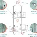 Zenna Home Shower Caddy Hanging Bathroom Organizer, Steel Shower Shelves with 4 Sliding Baskets and Built in Hooks, Accomodates Hose for Handheld Shower Head Storage System, Chrome