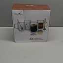 Double Walled Glass Coffee Mugs 16 OZ, Borosilicate Glass Coffee Cups Set of 4 with Spoons, Insulated Clear Coffee Mug for Hot Beverages, Cappuccino, Latte, Tea Bag.