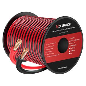 VIABRICO 18Gauge 200FT Electrical Wire Cable 2 Conductors Red Black Hookup LED Lighting Strips Flexible Extension Cord 18AWG Copper Clad Aluminum 12V/24V DC 61M