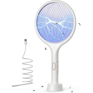 YISSVIC 4000V Electric Fly Swatter Bug Zapper Racket Rechargeable | Auto Manual Modes, Mosquito Killer, Purple Attractant Light, Indoor Home Office Backyard Patio Camping