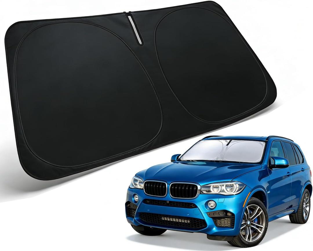 Windshield Sun Shade for 2014-2018 BMW X5 Accessories, Car Front Window Sun Visor & Heat Shield | 240T Sunshade Protection Blocks UV Rays Keep Your Car Cooler
