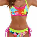 BMJL Womens Bikini Sets Color Block Swimsuits Supportive Wide Strap Two Piece Bathing Suit 2026 (X-Large, Yellow Floral)