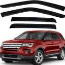 Lightronic Extra Durable Outside-Mount Auto Vent Window Visor, Fits 2011-2019 Ford Explorer, UV Protection Rain Guard, Original Wind Deflector, No-Drill Easy Install, Dark Smoke, 4-Pcs