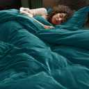 PHF Super Soft Velvet Duvet Cover King Size, 3pcs Luxurious Warm Velour Fluffy Bedding Set with 8 Ties, Cozy Breathable Flannel Comforter Cover with Pillow Shams, Zipper Closure, 104"x90",Peacock Blue