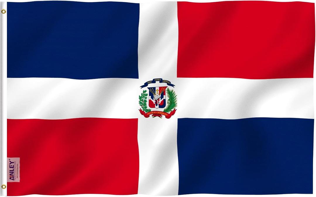 ANLEY Fly Breeze 3x5 Foot Dominican Republic Flag - Vivid Color and Fade proof - Canvas Header and Double Stitched - Dominican National Flags Polyester with Brass Grommets 3 X 5 Ft