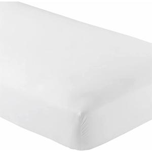 Crescent Bedding Twin White Fitted Sheet Only - Soft & Comfy 100% Cotton (Twin, White)