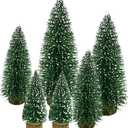 Yahpetes Christmas Trees 6 Pcs Artificial Bottle Brush Tabletop Trees Christmas Table Decorations for Xmas Holiday Party Decor (Green 6Pcs)