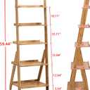 Maydear Bamboo Ladder Shelf Bookcase, 5-Tier Leaning Bookshelf Free Standing Organizer Storage Shelves for Living Room, Bedroom, Kitchen, Home Office, Balcony, Natural Wood