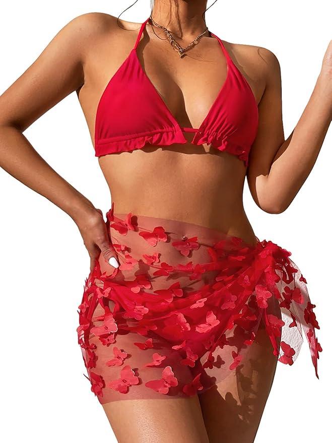Ekouaer Sarong Coverups for Women Beach Wrap Skirt Chiffon Swimsuit Coverup for Swimwear, S-XXL