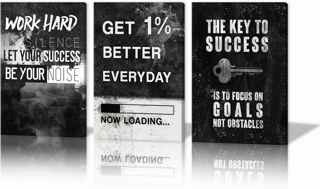 BWSPACE Inspirational Wall Art Motivational Quotes Success Wall Art Decor for Bedroom Office Living Room Stretched and Framed Ready to Hang (36"W x 16"H)