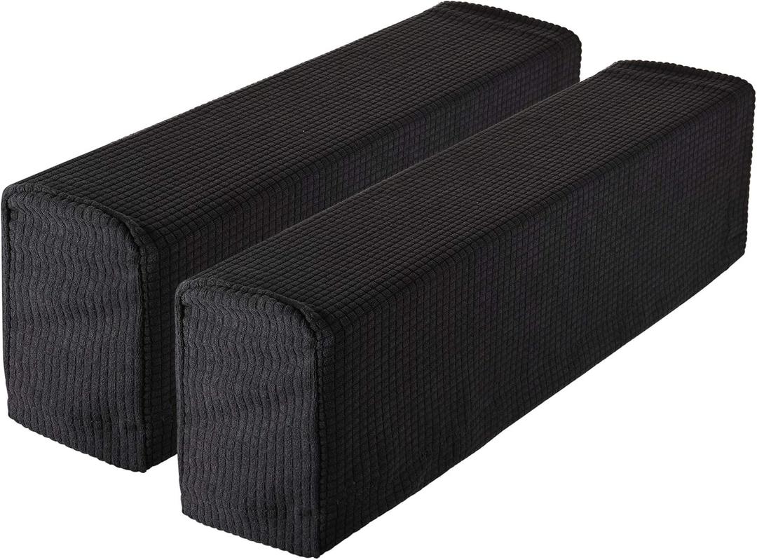 CM Anti-Slip Sofa Armrest Slipcover Anti-dust Armchair Stretch Cover for Sofa Recliner Armchair Couch Protector, One Pair (Black)