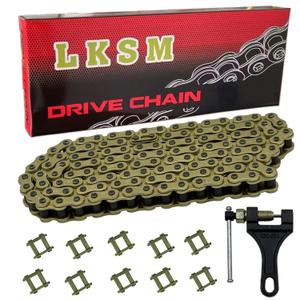 428H Motorcycle Gold Chain 130 Links with Chain Breaker for 125 150 200cc Motorcycle Mini Bike Dirt Bike Go Kart Compatible with SSR TaoTao Coolster Apollo Baja Kazuma Chinese ATV