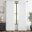 MIULEE 100% Blackout Linen Curtains 42 x 84 Inch Bright White 2 Panels | Thermal Insulated, Room Darkening Drapes for Bedroom Living Room, Back Tab Rod Pocket Pinch Pleated, Solid Luxury Decor