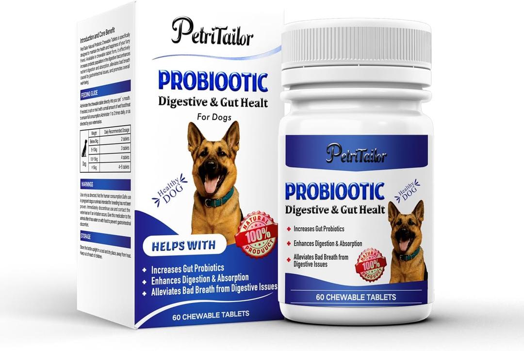 Probiotics Supplement for Dogs Digestive Enzymes with Prebiotics for Gut Health, Diarrhea & Bowel Support, Immune Booster, Itch & Allergy Relief, No BB Date
