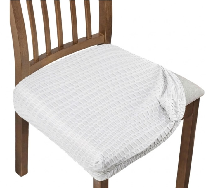 Adabana Seat Covers for Dining Room Chairs Set of 6, Removable Washable Chair Covers Seat Slipcover Protector, White