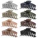 TOCESS Hair Claw Clips for Women  Large Clips for Thin Thick Hair Big Neutral Claw for Curly Hair Matte Nonslip Strong Hold 4.33 Inch Jumbo Claws Jaw Set (8 Pcs) (Rounded A.Black, Gray, Brown, Beige)