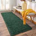Soft Runner Rugs for Bedroom Hallways, 2 Packs 2x6 Green Fluffy Shag Throw Area Rug Non Slip for Bedside Dorm, Long Shaggy Furry Carpet for Nursery Living Room